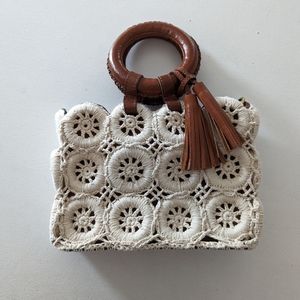 NWOT Patricia Nash Leather/Crochet Crossbody Bag